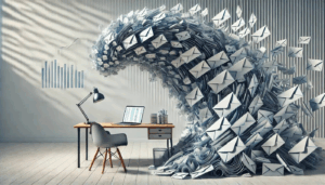 Illustration of email overwhelm and digital overload