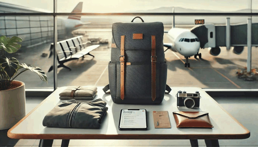Minimalist lifestyle symbolized by one backpack